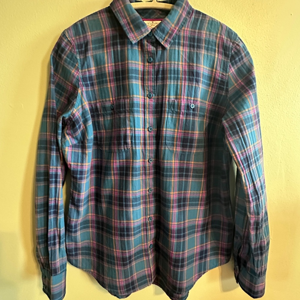 St. John's Bay Blue and Pink Plaid Casual Shirt
